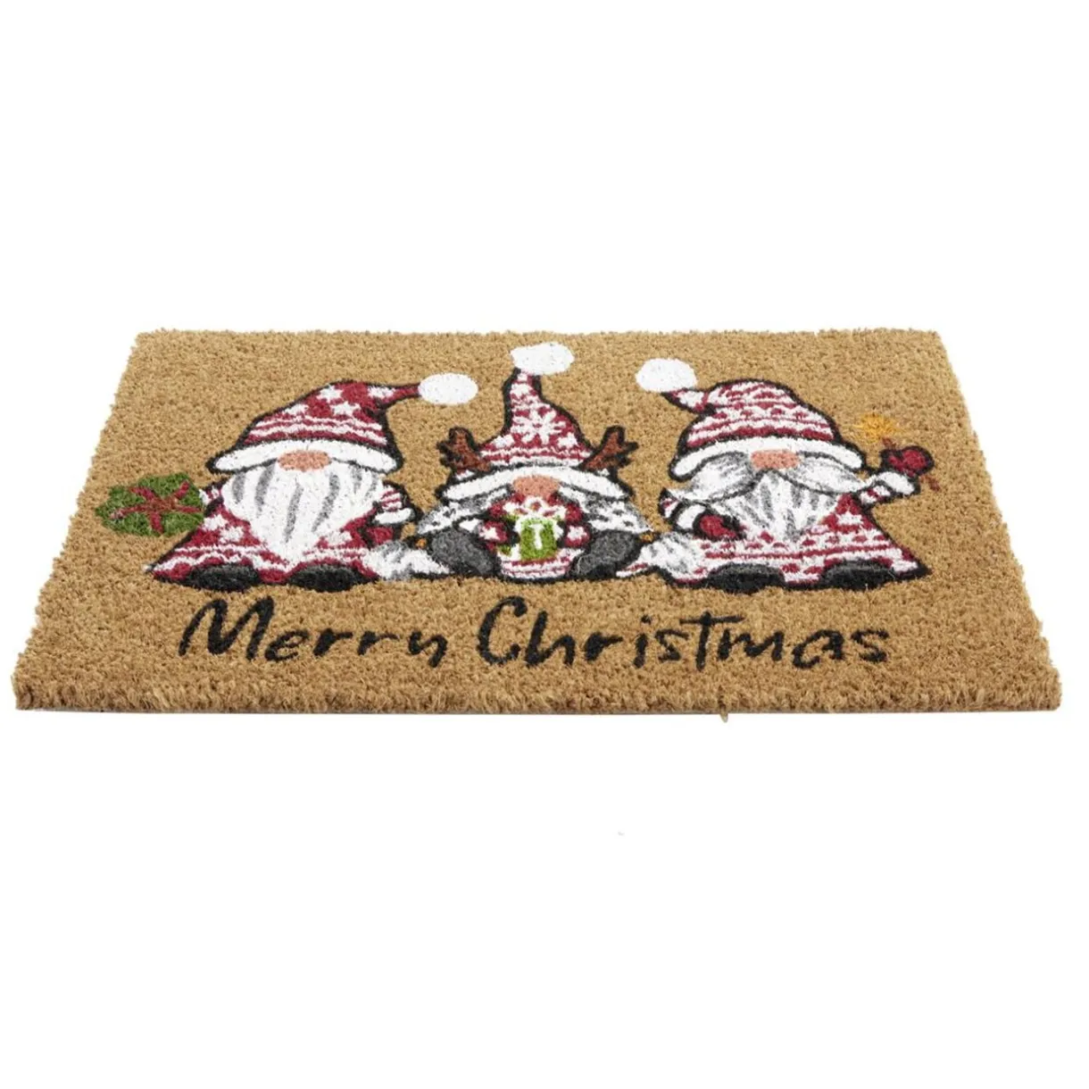 Tapis d'entrée Noël rectangulaire coco motifs nains de jardin 40x60cm < Gifi Discount