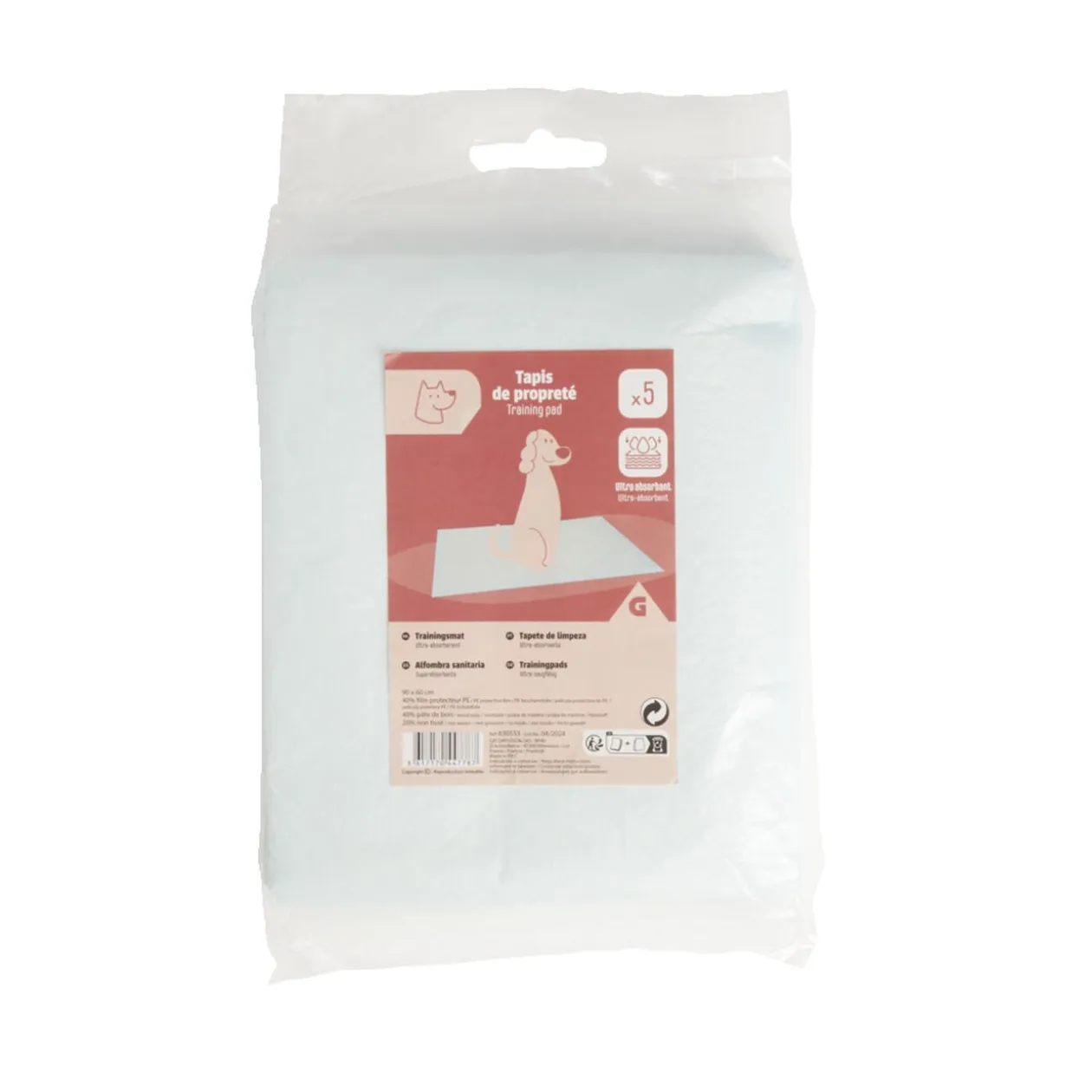 Tapis de propreté x5 ultra-absorbants chien 60x90cm