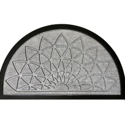 Tapis d'extérieur demi lune motif rosace relief 45x75cm
