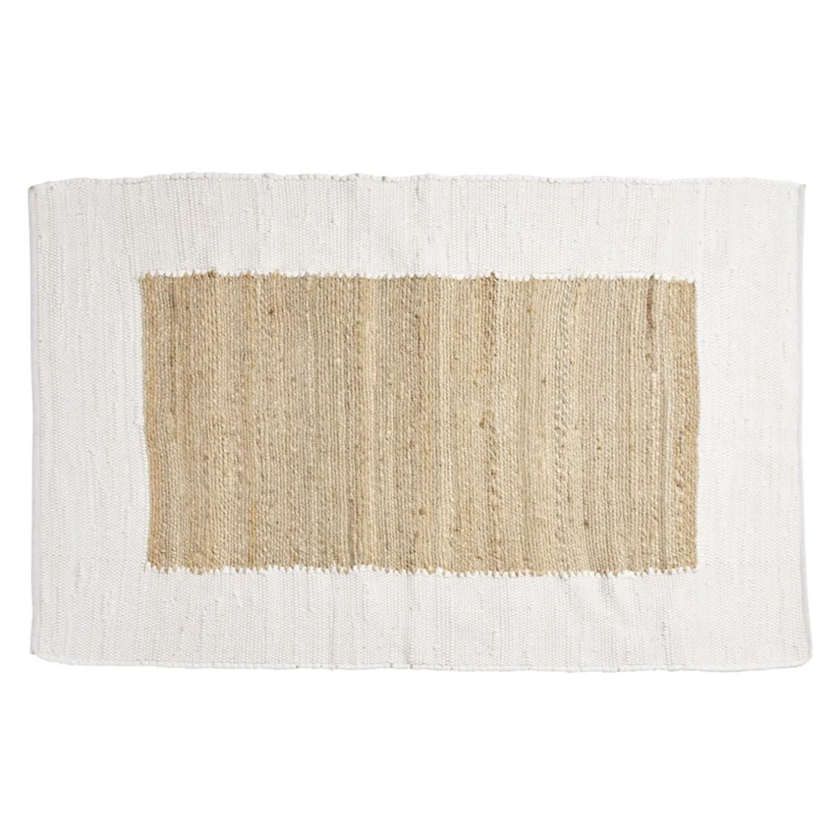 Tapis effet jute bord coton beige 100x150cm < Gifi New