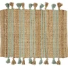 Tapis en jute vert et naturel avec pompons 60x90cm < Gifi Outlet