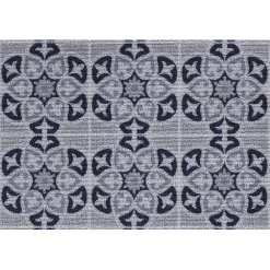 Tapis extérieur antidérapant grattant carreau ciment bleu gris 75x45cm