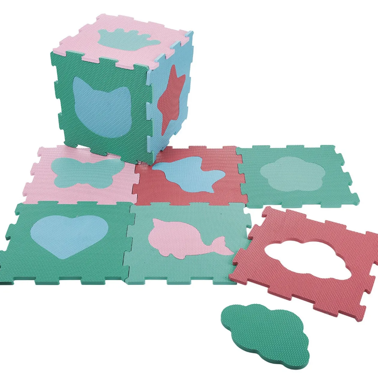 Tapis puzzle mousse 9 dalles 30,5x30,5cm avec formes détachables