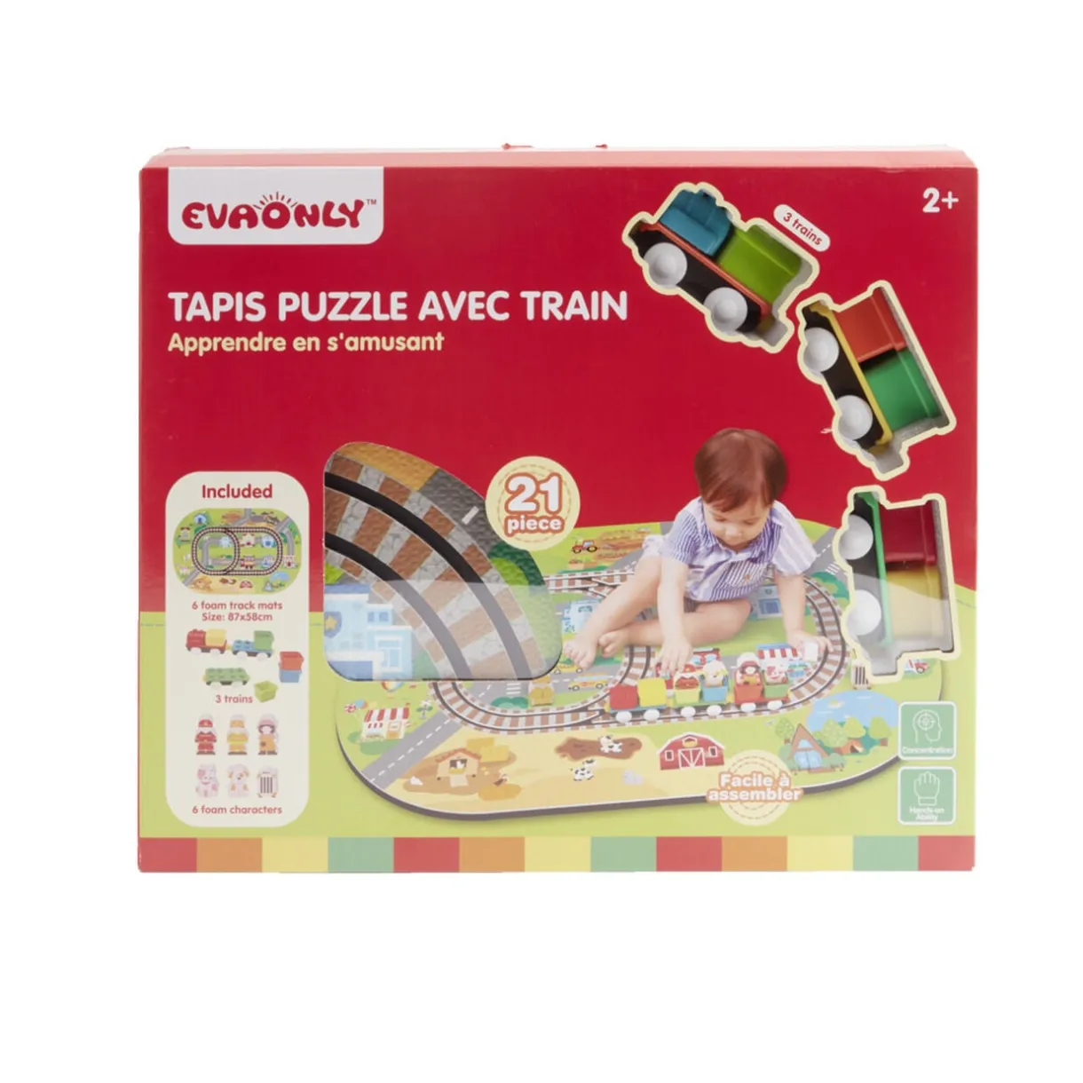 Tapis puzzle pour enfant avec ses trains 21 pièces < Gifi Discount