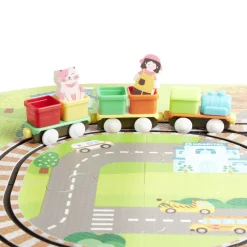 Tapis puzzle pour enfant avec ses trains 21 pièces < Gifi Discount