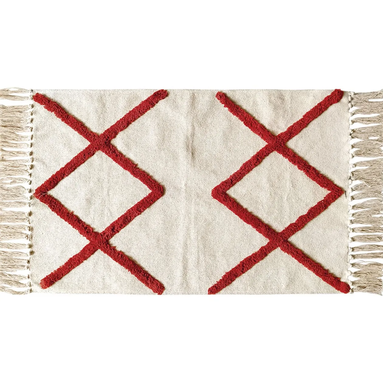 Tapis rectangulaire beige tufté terracotta 50x80cm