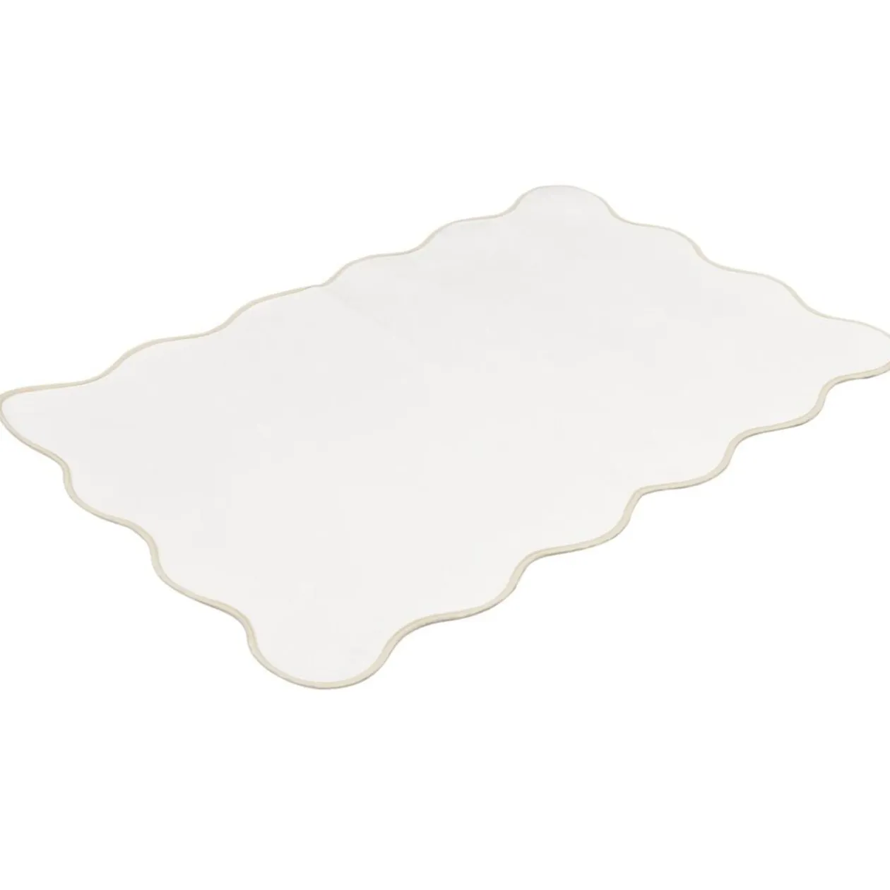Tapis rectangulaire contour vague Wavy polyester beige 80x120cm