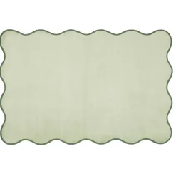 Tapis rectangulaire contour vague Wavy polyester vert 80x120cm < Gifi Online