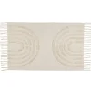 Tapis rectangulaire coton motif tufté arc en ciel beige uni 90x60 cm