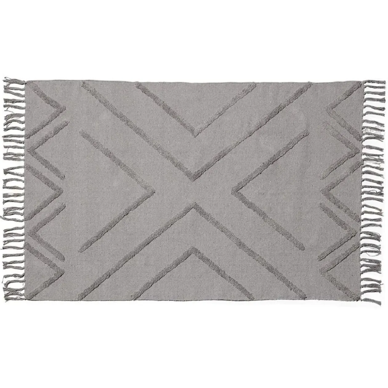 Tapis rectangulaire coton tufté gris 100x150 cm