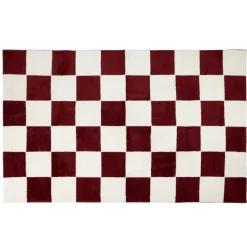 Tapis rectangulaire damier polyester 114x190cm (2 modèles beige ou rouge) < Gifi New