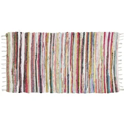 Tapis rectangulaire déco chindi rayures multicolores 70x140cm