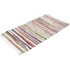 Tapis rectangulaire déco chindi rayures multicolores 70x140cm