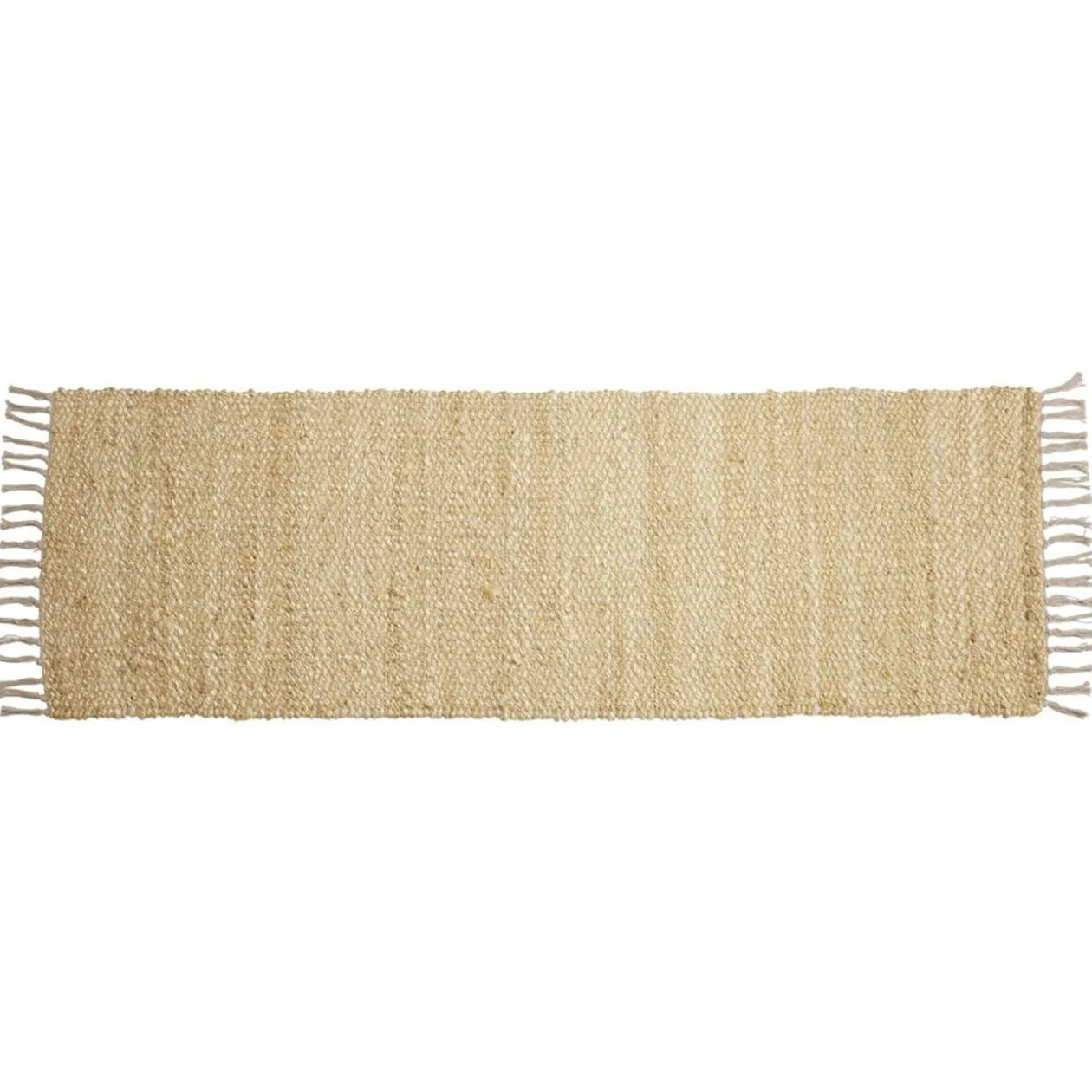 Tapis rectangulaire à franges en jute et coton marron 60x180cm