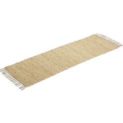 Tapis rectangulaire à franges en jute et coton marron 60x180cm