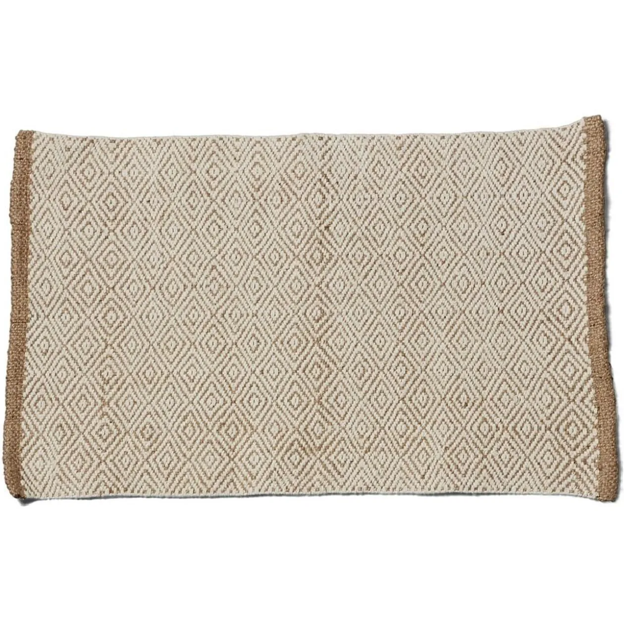 Tapis rectangulaire jute beige blanc 60x90 cm