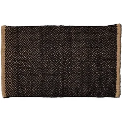 Tapis rectangulaire jute noir beige 60x90 cm