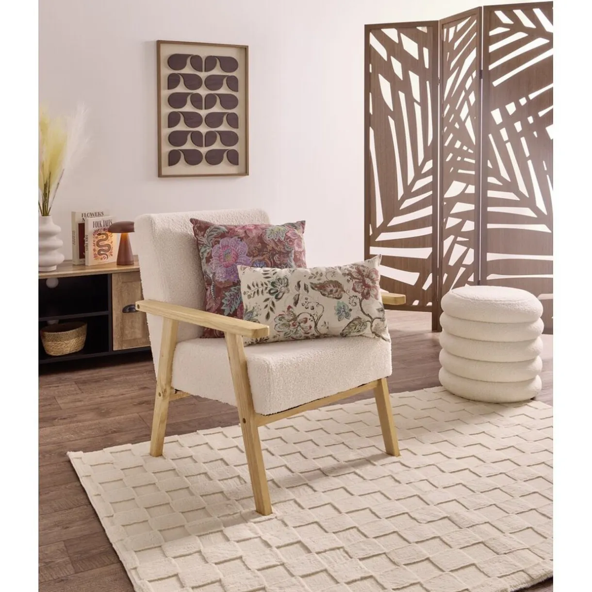 Tapis rectangulaire texturé polyester beige 120x170cm (2 modèles) < Gifi Best