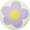 Tapis rond blanc motif marguerite Ø90cm (2 modèles violet ou rose)