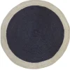 Tapis rond en jute noir et bord naturel