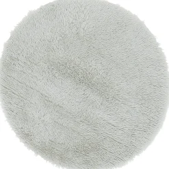 Tapis rond fourrure Shaggy gris clair