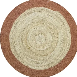 Tapis rond jute bordure terracotta Ø90cm