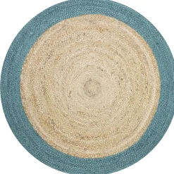 Tapis rond jute bordure verte Ø90cm < Gifi Sale