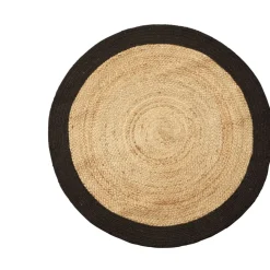 Tapis rond jute naturel contour noir Ø90cm < Gifi Discount