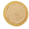 Tapis rond jute naturel contour jaune Ø90cm
