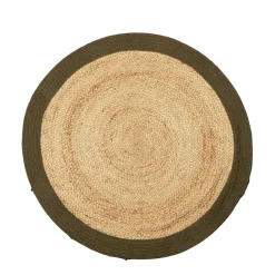 Tapis rond jute naturel contour vert Ø90cm < Gifi Outlet