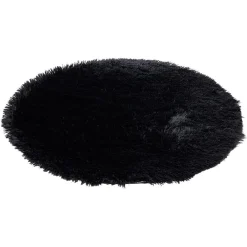 Tapis rond shaggy noir Ø80 cm < Gifi New