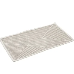 Tapis salle de bain coton relief rayure beige 80x50cm < Gifi