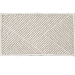 Tapis salle de bain coton relief rayure beige 80x50cm < Gifi