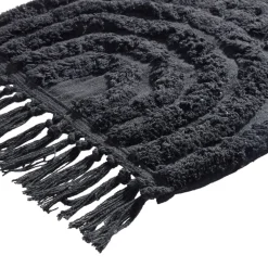 Tapis salle de bain frange coton noir 50x80cm