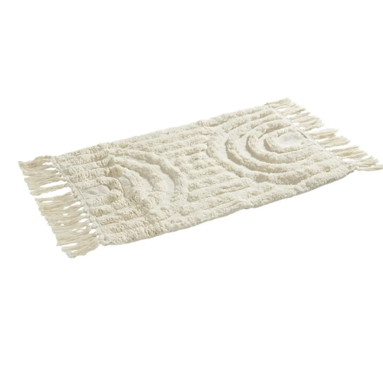 Tapis salle de bain frange coton beige 50x80cm < Gifi Discount