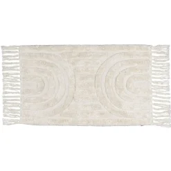 Tapis salle de bain frange coton beige 50x80cm < Gifi Discount