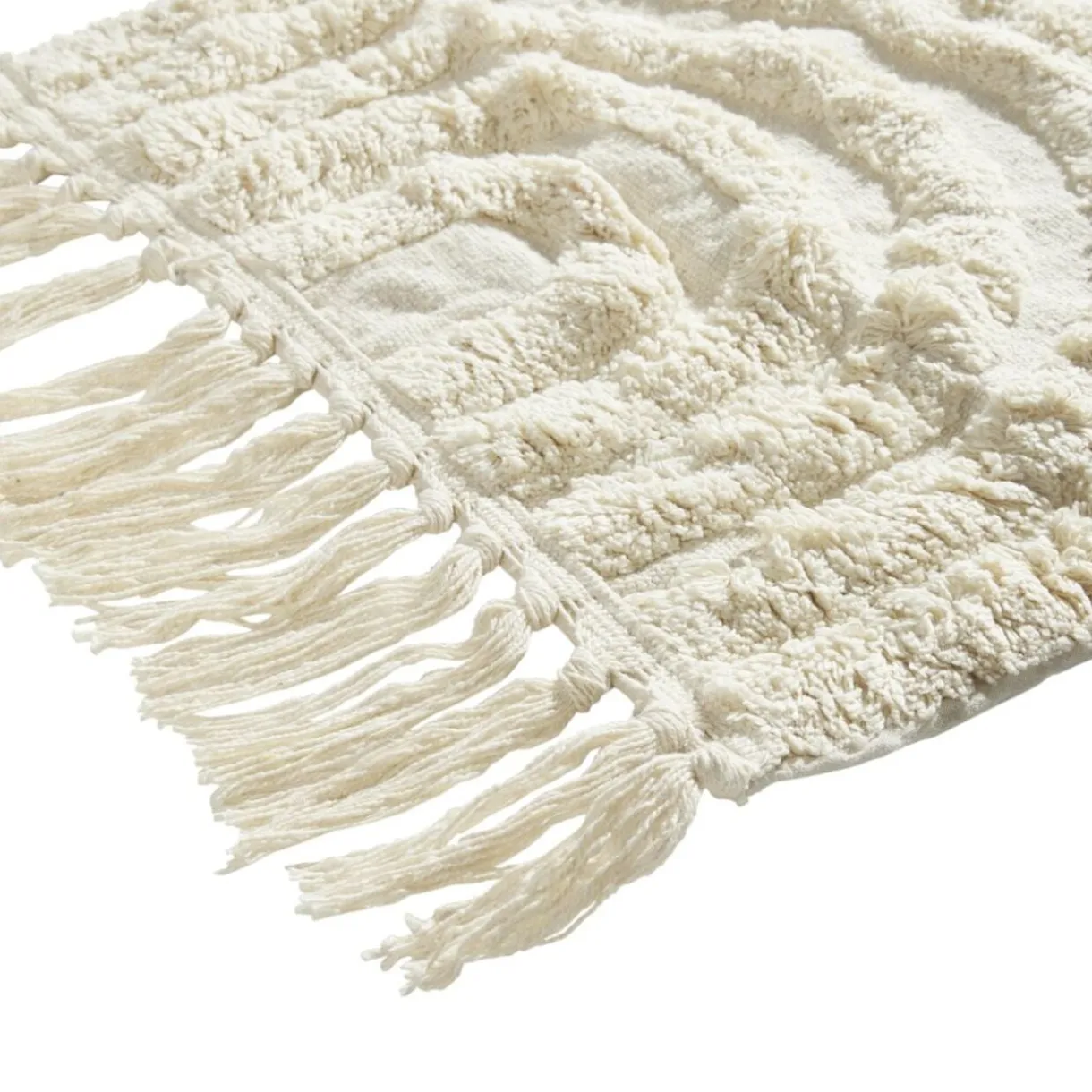 Tapis salle de bain frange coton beige 50x80cm < Gifi Discount