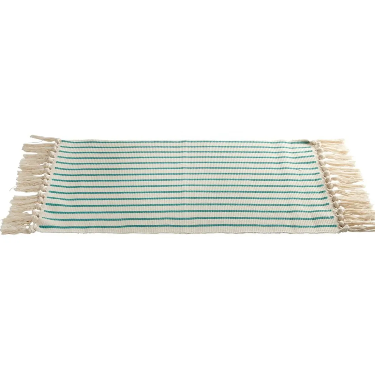 Tapis salle de bain à franges design rayures 45x70cm