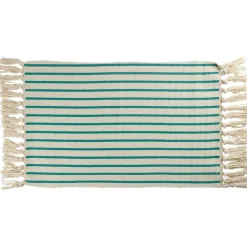 Tapis salle de bain à franges design rayures 45x70cm