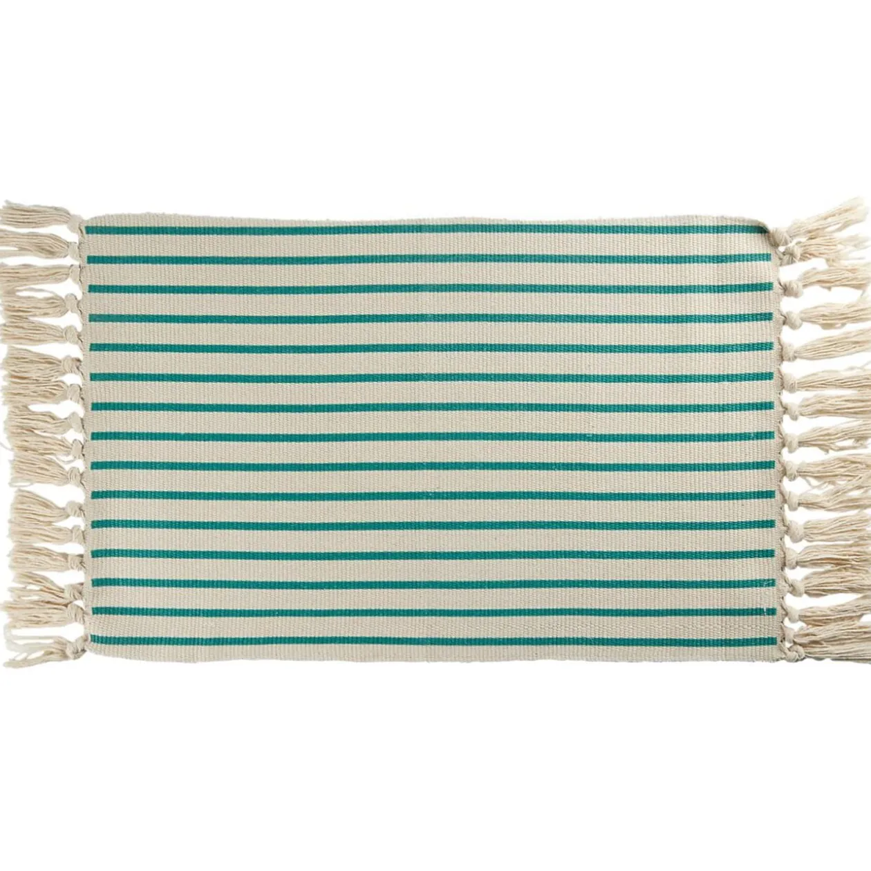 Tapis salle de bain à franges design rayures 45x70cm