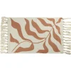 Tapis salle de bain à franges motif feuillage blanc écru et marron 45x70cm < Gifi Hot