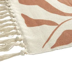 Tapis salle de bain à franges motif feuillage blanc écru et marron 45x70cm < Gifi Hot