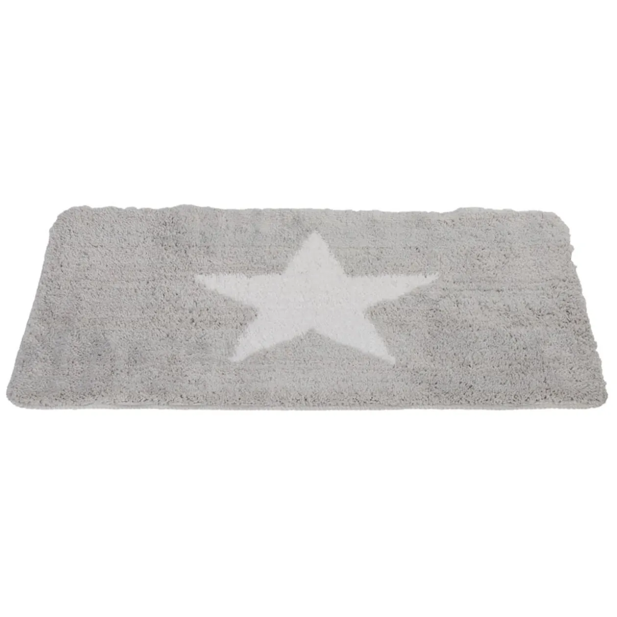 Tapis salle de bain gris motif étoile 45x75 cm
