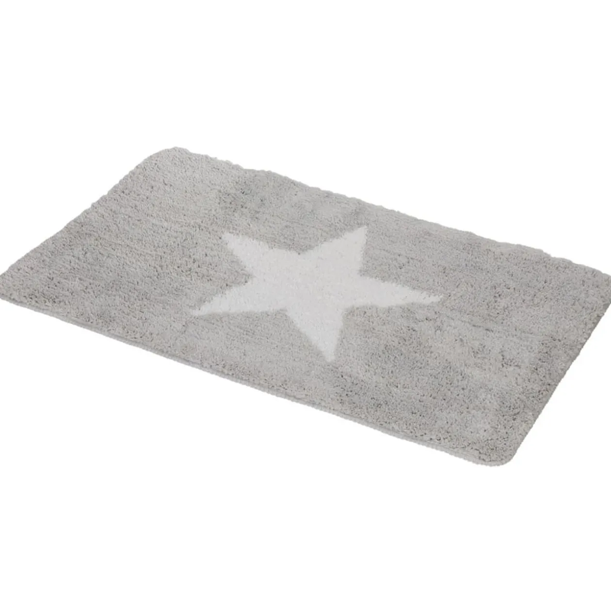 Tapis salle de bain gris motif étoile 45x75 cm
