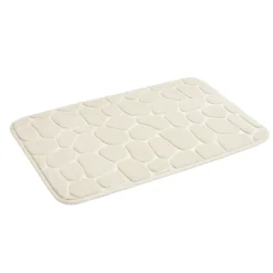 Tapis salle de bain motif galet beige 40x60cm
