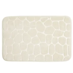 Tapis salle de bain motif galet beige 40x60cm