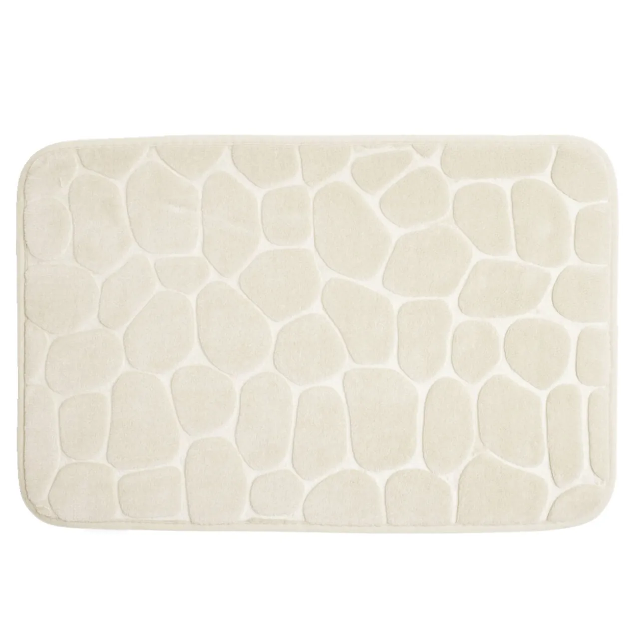 Tapis salle de bain motif galet beige 40x60cm