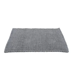 Tapis salle de bain rectangulaire polycoton quadrillé gris 45x70cm < Gifi New