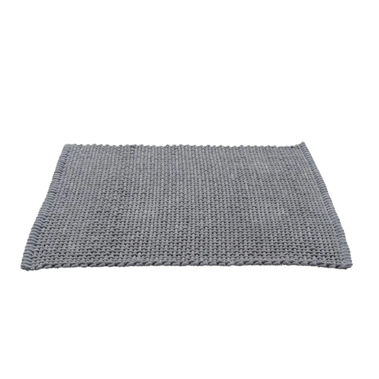 Tapis salle de bain rectangulaire polycoton quadrillé gris 45x70cm < Gifi New