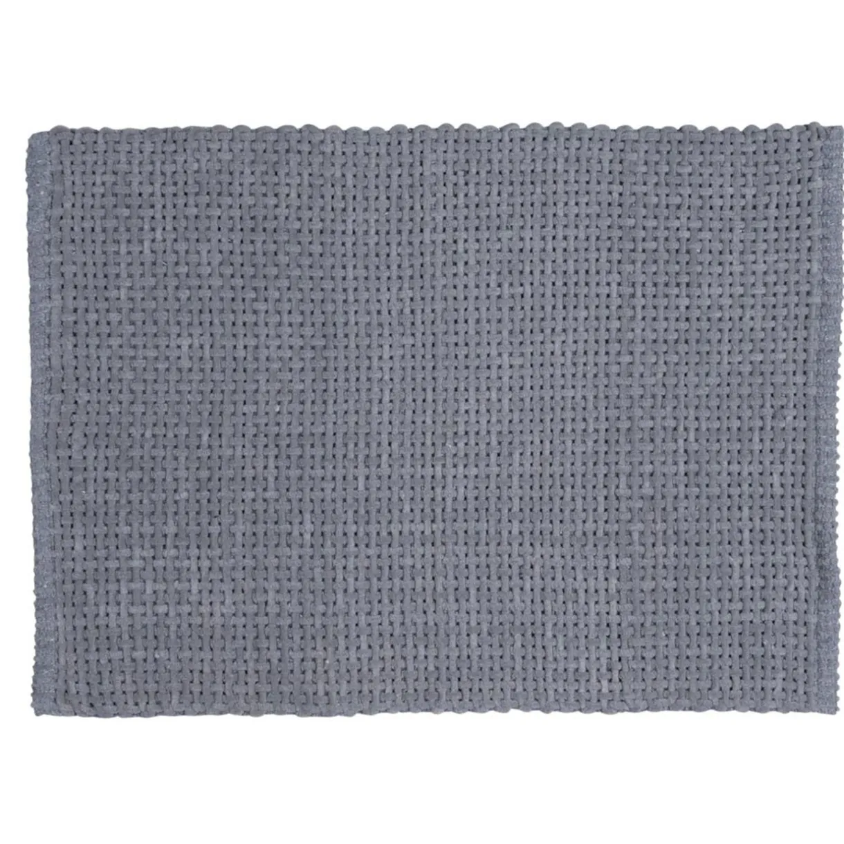 Tapis salle de bain rectangulaire polycoton quadrillé gris 45x70cm < Gifi New